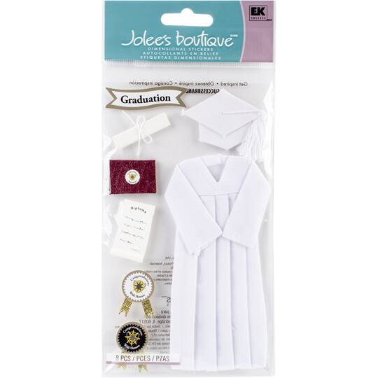 Jolee's Boutique® Le Grande White Graduation Cap & Gown Dimensional Stickers